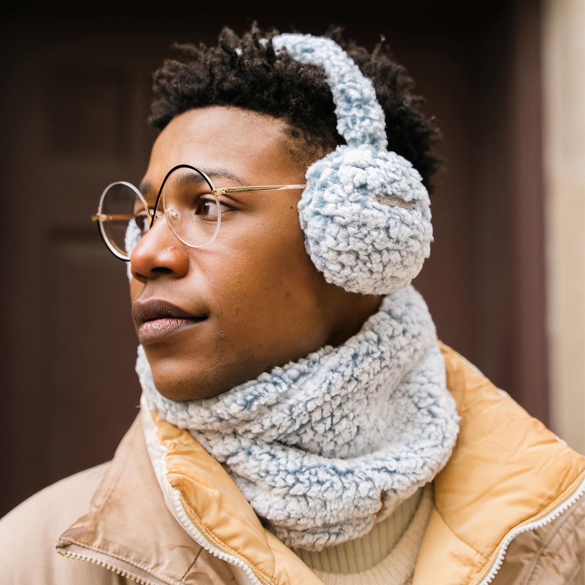 Recycled Comfort Lush Whiteout Ear Muffs / Color-Dusty Rose