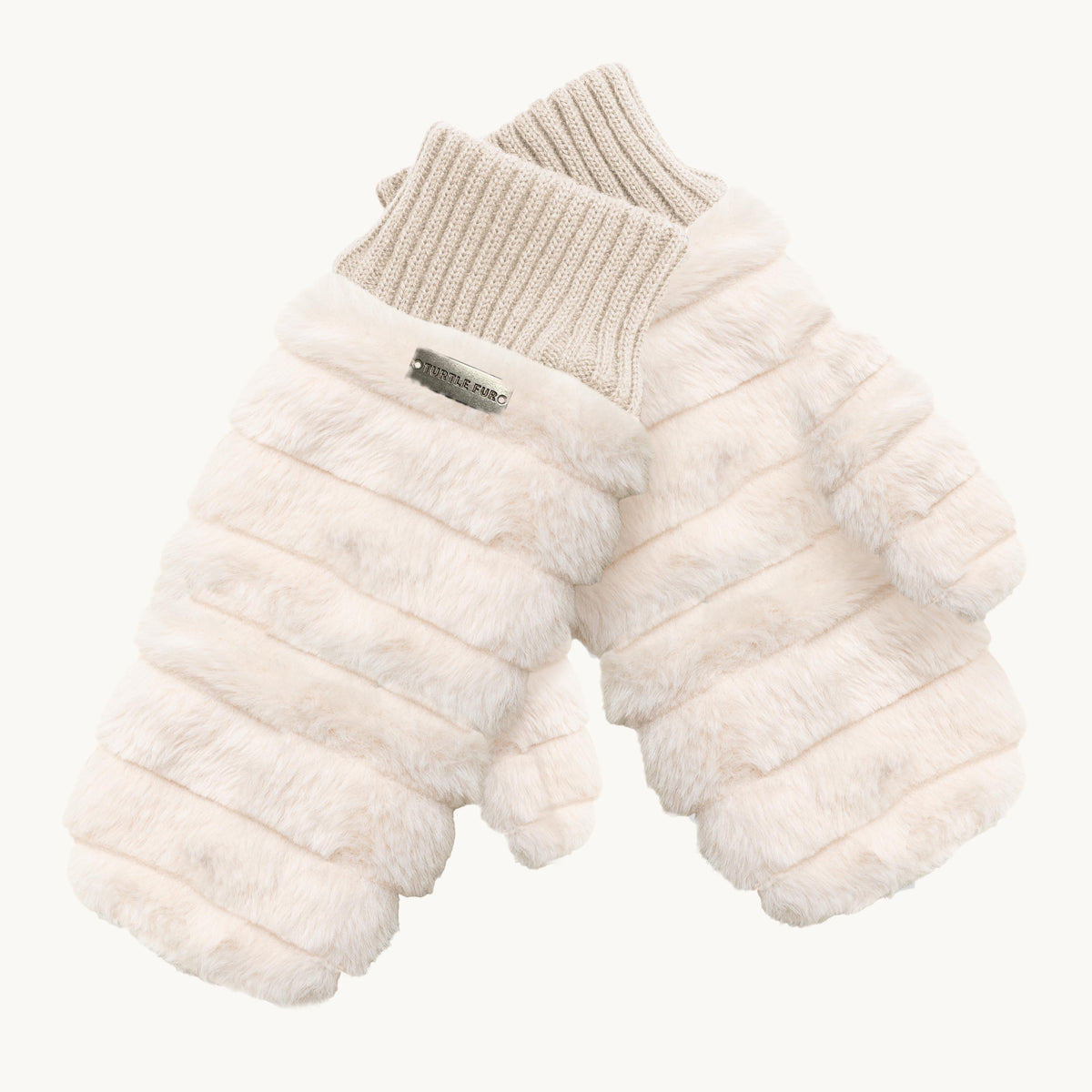 Faux Fur Mittens / Color-Cream