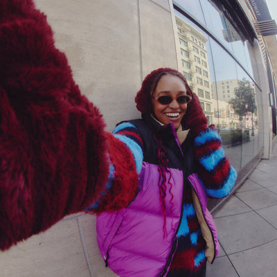 Faux Fur Ear Muff / Color-Wine